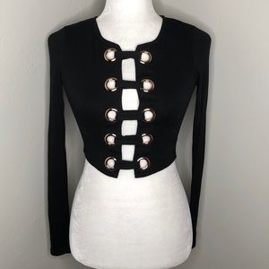 Black Long Sleeve Rivet Top